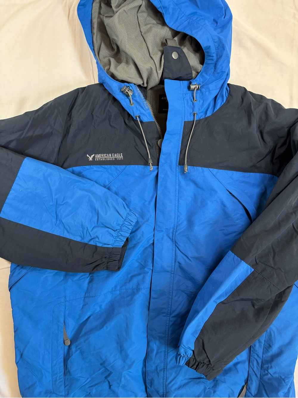 American Eagle AE Mens Winter Coast Jacket Size XXl Y2k Full Zip Hooded clean